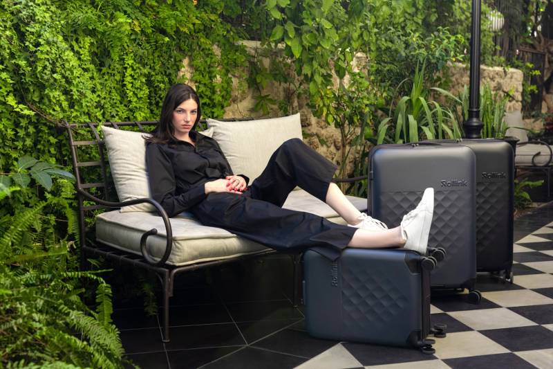 Чемодан складной Rollink Vega 360 55x40x20 см, 4 колеса, серо-синий