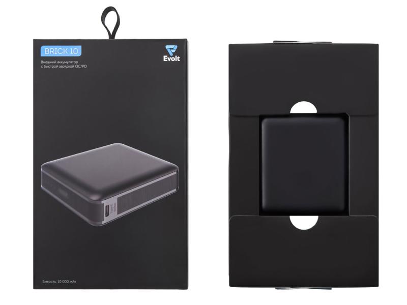 Внешний аккумулятор Brick 10 с быстрой зарядкой QC/PD, 10000 мАч