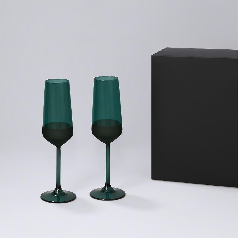 Подарочный набор 2 бокала для шампанского Emerald в черной коробке