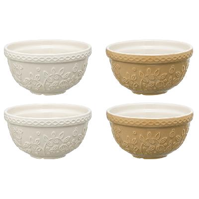 Набор из 4 пиал овогобежевого цветов с рельефным узором Ягоды Тайги из коллекции russian north, 130 мл