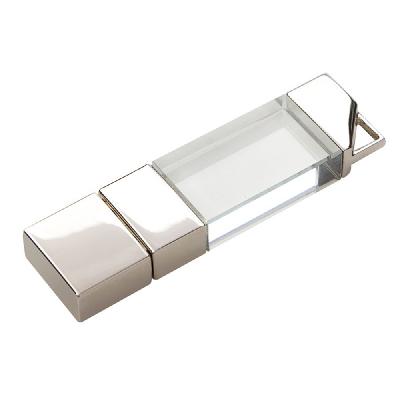 Флеш накопитель USB 2.0 Crystal v2 32GB, металлстекло, прозрачный подсветка синим