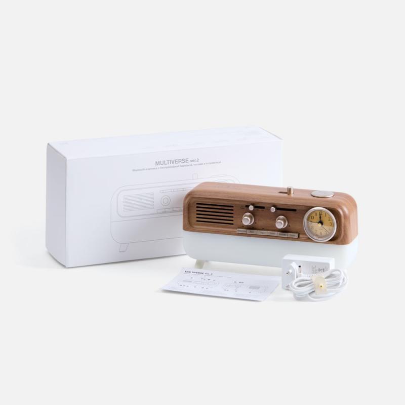 Bluetooth-колонка с беспроводной зарядкой, часами и подсветкой Multiverse