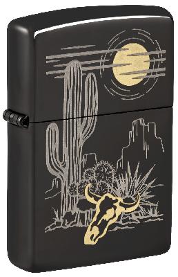Зажигалка ZIPPO Western с покрытием High Polish Black, латунь, глянцевая, 38x13x57 мм
