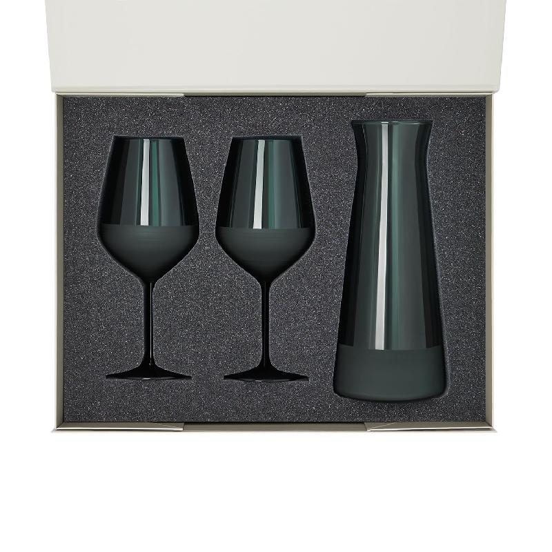 Подарочный набор декантер + 2 бокала для вина Emerald в серой коробке