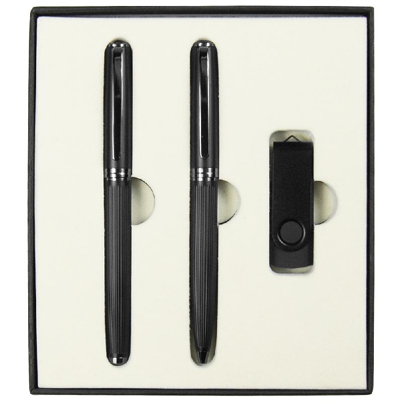 Набор подарочный Solution Prestige Trio (шариковая ручка, ручка роллер, флешка)