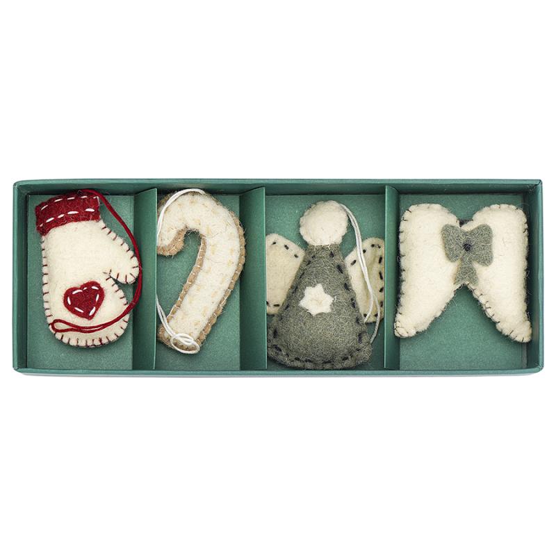 Набор елочных украшений из фетра felts mood из коллекции new year essential, 4 шт.