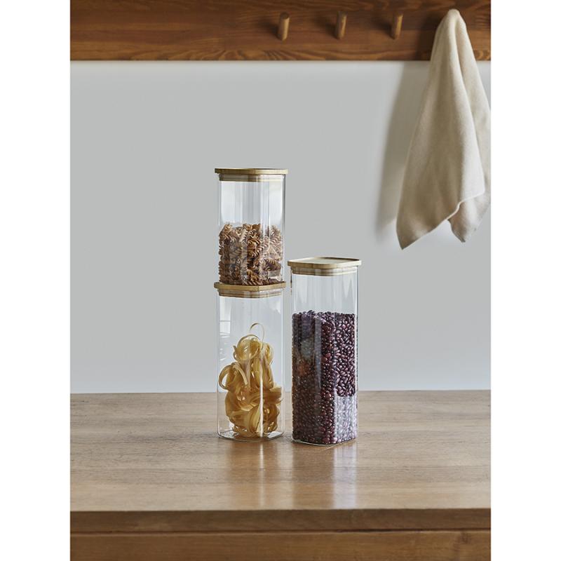 Банка для хранения квадратная glass bamboo, 1,9 л