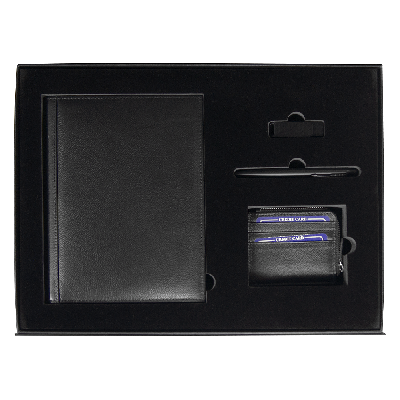 Набор подарочный Solution Prestige Quardo  (Суперобложка из натуральной кожи, флешка, ручка шариковая, картхолдер)