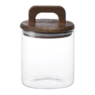 Банка для хранения стеклянная с крышкой из акации hanle, 750 мл