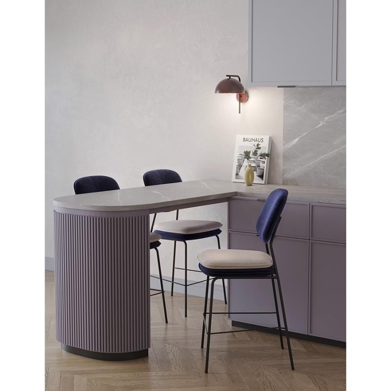 Стул полубарный с контрастным кантом pea, велюр