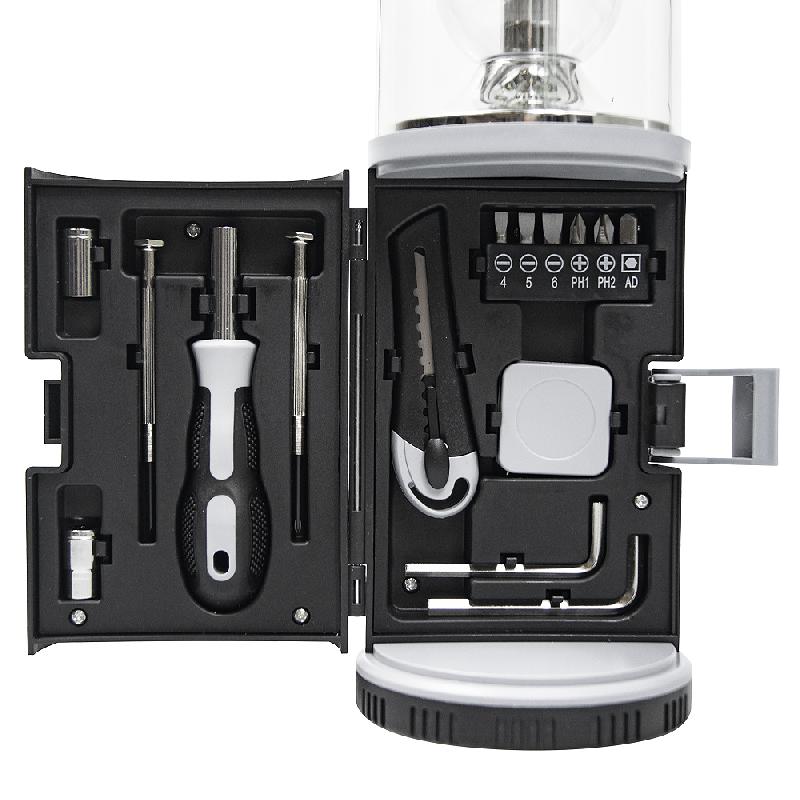 Набор инструментов Tools lantern cо встроенной лампой , 15 инструментов, в пластиковом футляре