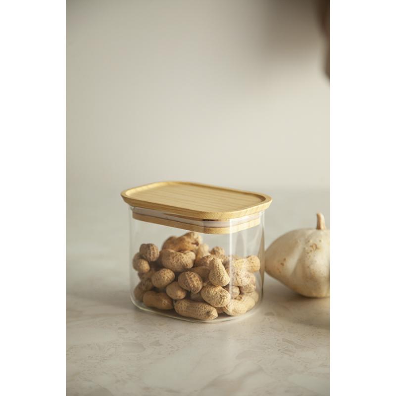 Банка для хранения прямоная glass bamboo, 600 мл