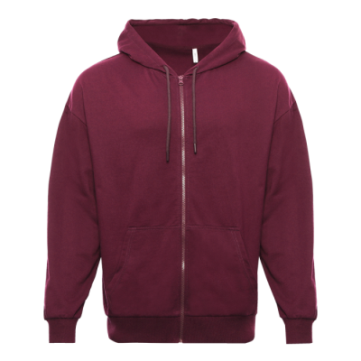 Толстовка STAN оверсайз на молнии с капюшоном футер без начёса 240, 99, Бордовый (661)
