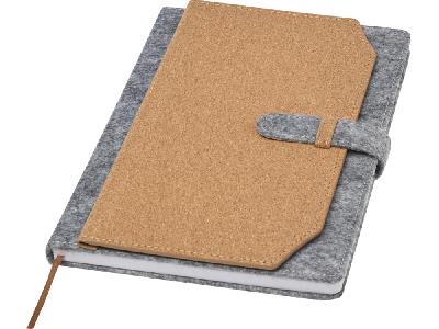 Блокнот A5 Viviana из переработанного фетра и пробкового дуба