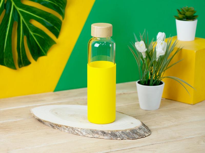 Стеклянная бутылка для воды в силиконовом чехле Refine