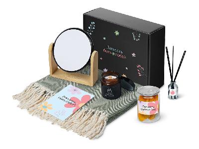 Подарочный набор Re:f. Shelter  с пледом, зеркалом, свечой и диффузором