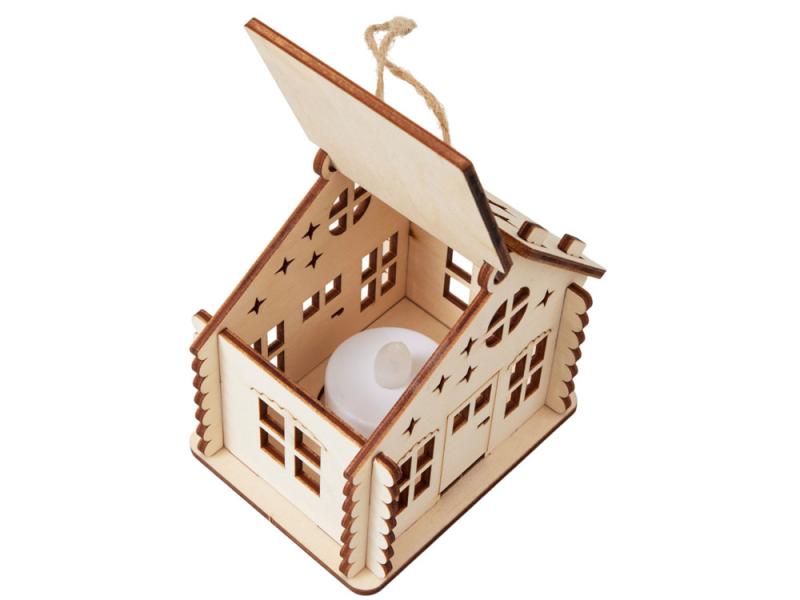 Деревянная подвеска на елку с подсветкой Lumihut