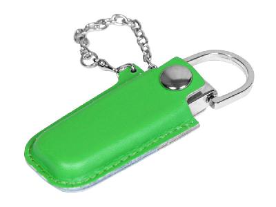 USB 2.0- флешка на 8 Гб в массивном корпусе с кожаным чехлом