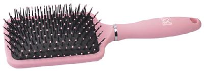 Щетка Dewal Beauty серия "Клубничная глазурь" массажная на подушке с пластиковым штифтом, квадратная