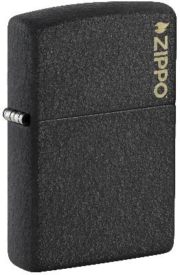 Зажигалка ZIPPO Logo с покрытием Black Crackle™, латунь, овая, 38x13x57 мм