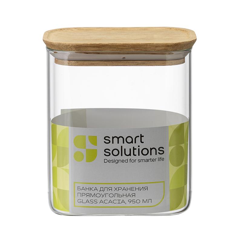 Банка для хранения прямоная glass acacia, 950 мл