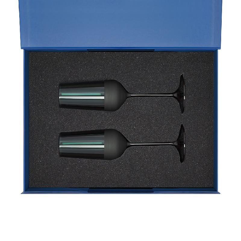 Подарочный набор 2 бокала для шампанского Emerald в синей коробке