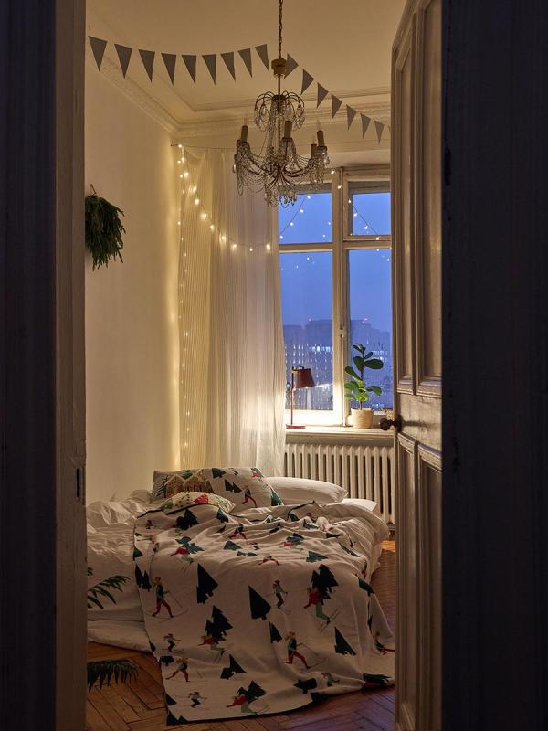 Плед из хлопка с новогодним рисунком let's ski из коллекции new year essential, 130x180 см