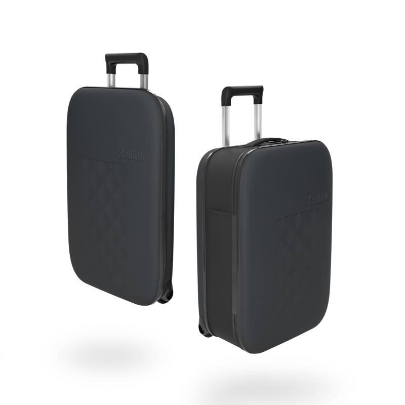 Чемодан складной Rollink Vega II 55x40x20 см, 2 колеса, серо-синий