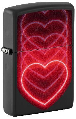 Зажигалка ZIPPO Hearts Design с покрытием Black Light, латунь, овая, 38x13x57 мм