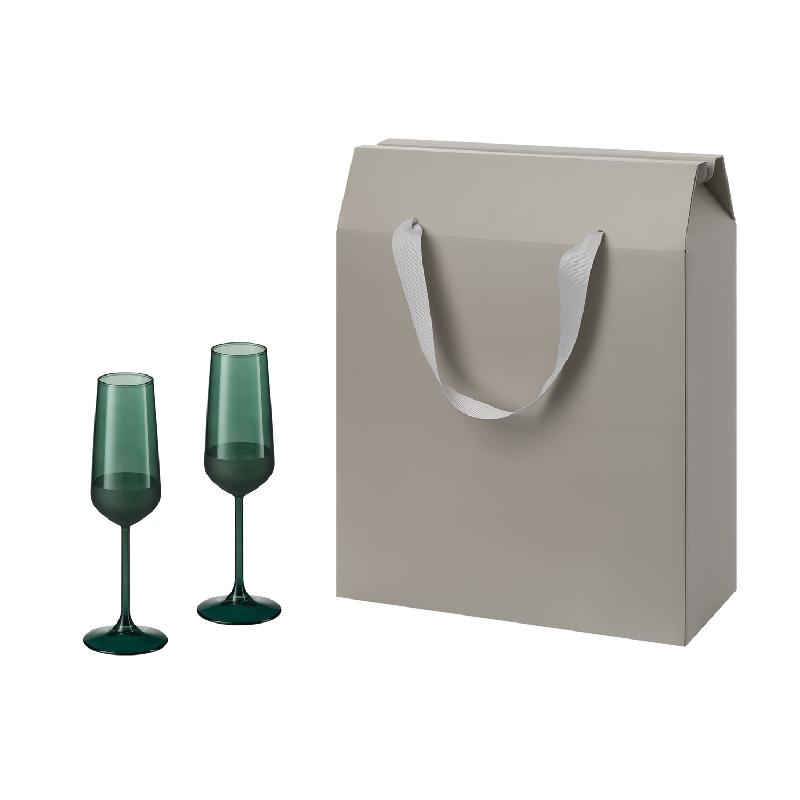 Подарочный набор 2 бокала для шампанского Emerald в большом подарочном пакете