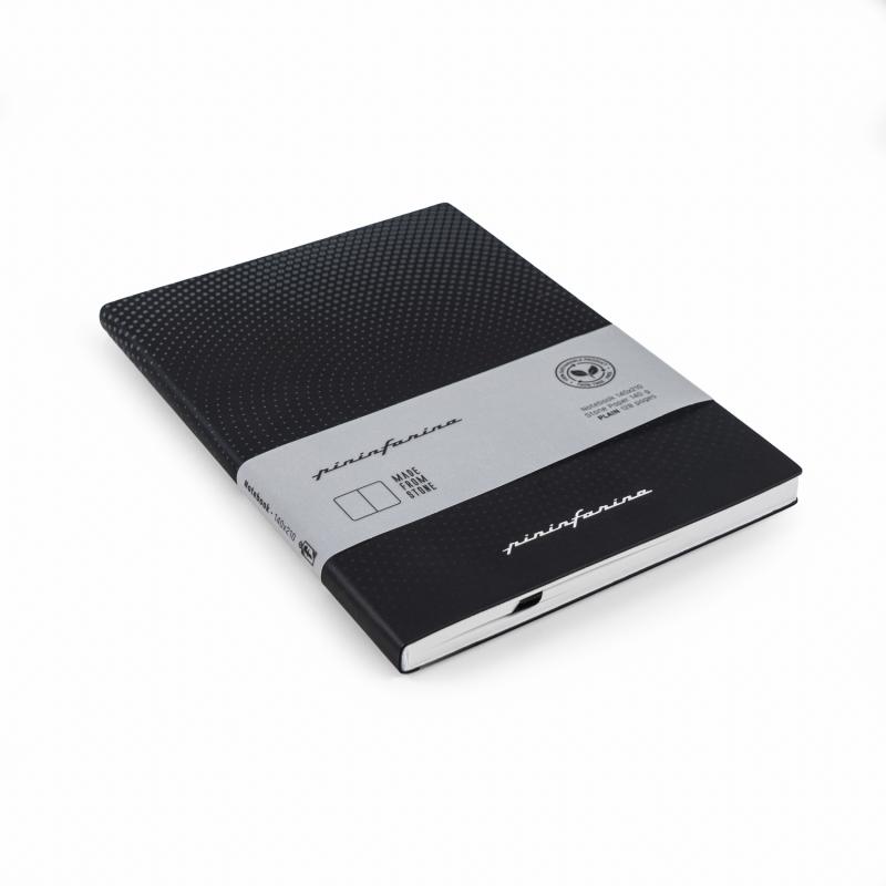Блокнот линованный Pininfarina из каменной бумаги в мягкой обложке, А5, черный
