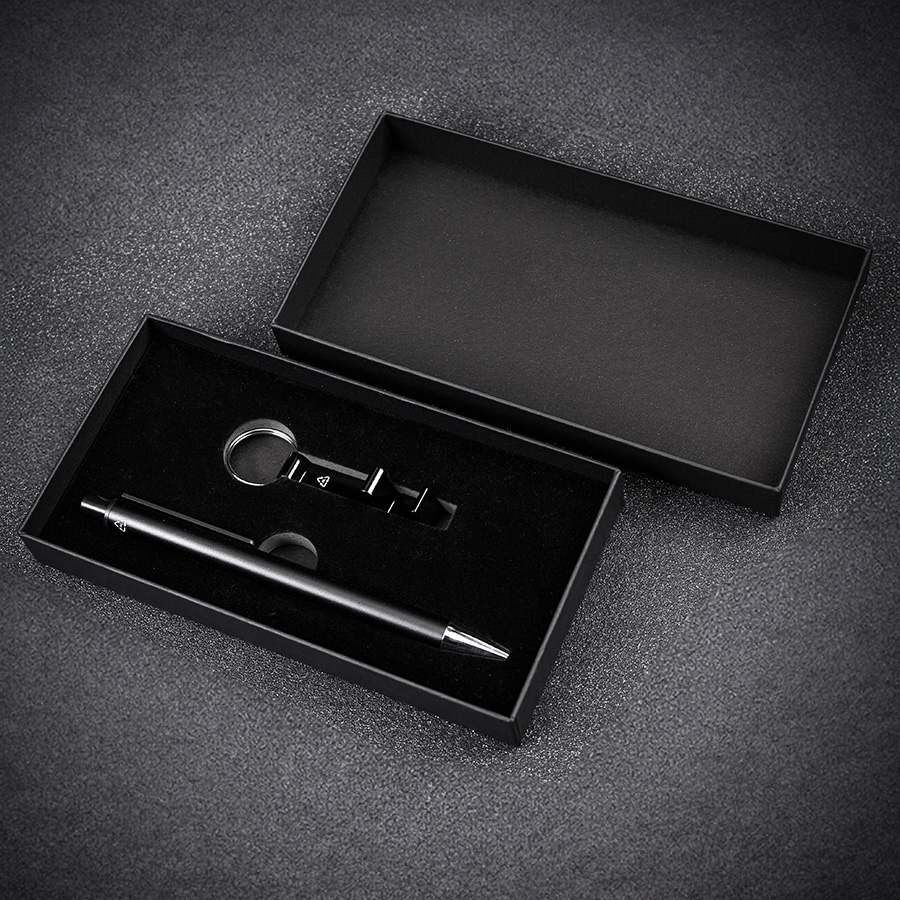 Набор ручка+ брелок ARCADA, черный, металл, пластик, картон