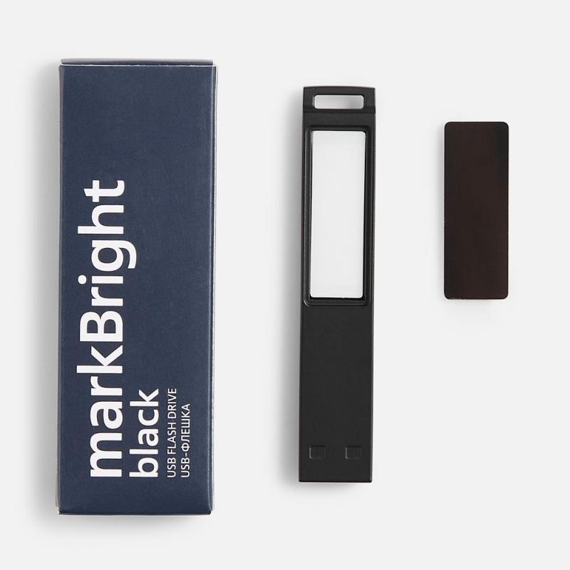 Флешка markBright Black с зеленой подсветкой