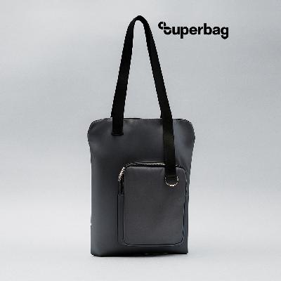 Шоппер Superbag Pocket (серый с черным)