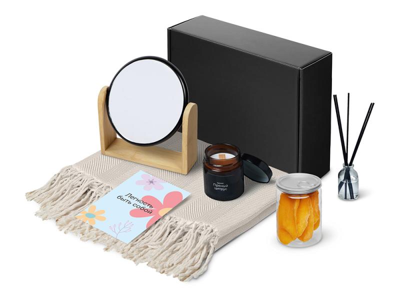Подарочный набор Re:f. Shelter  с пледом, зеркалом, свечой и диффузором