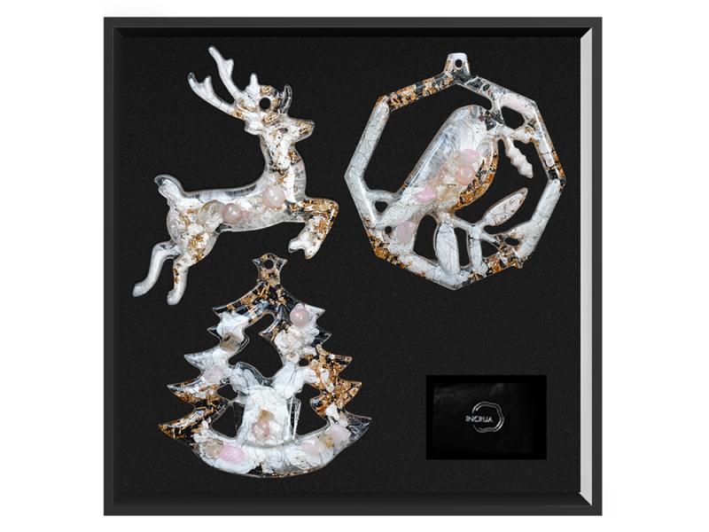 Набор елочных игрушек: Снегирь, Олень, Ель