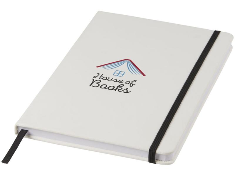Блокнот А5 Spectrum с белой обложкой и цветной резинкой
