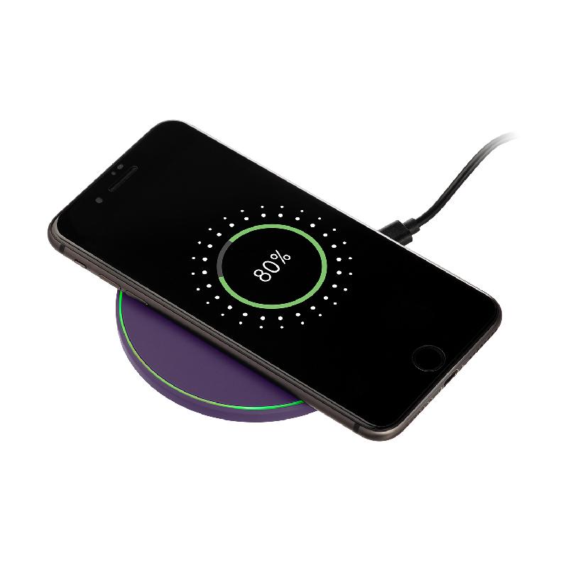 Беспроводное зарядное устройство с подсветкой 15W Аурис (Auris), фиолетовое