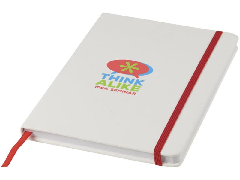 Блокнот А5 Spectrum с белой обложкой и цветной резинкой