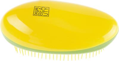 Щетка массажная DEWAL BEAUTY, для легкого расчесывания волос,овальная,  желтозелено