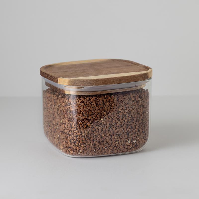 Банка для хранения квадратная glass acacia,1 л