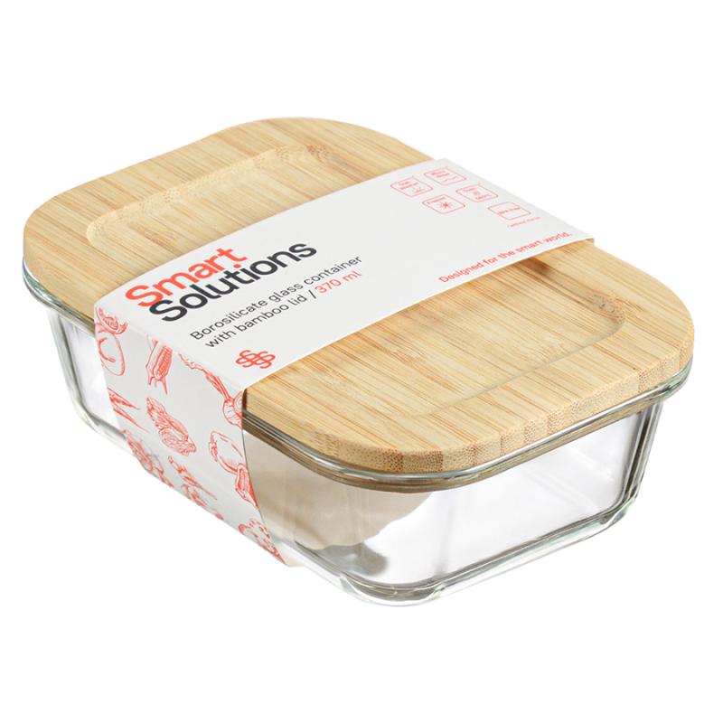 Контейнер для запекания и хранения eco store с крышкой из бамбука, 370 мл
