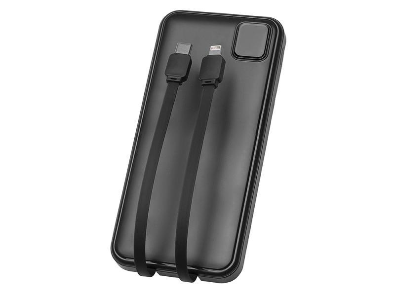 Внешний аккумулятор со встроенными кабелями Фрэйм, 10000мач