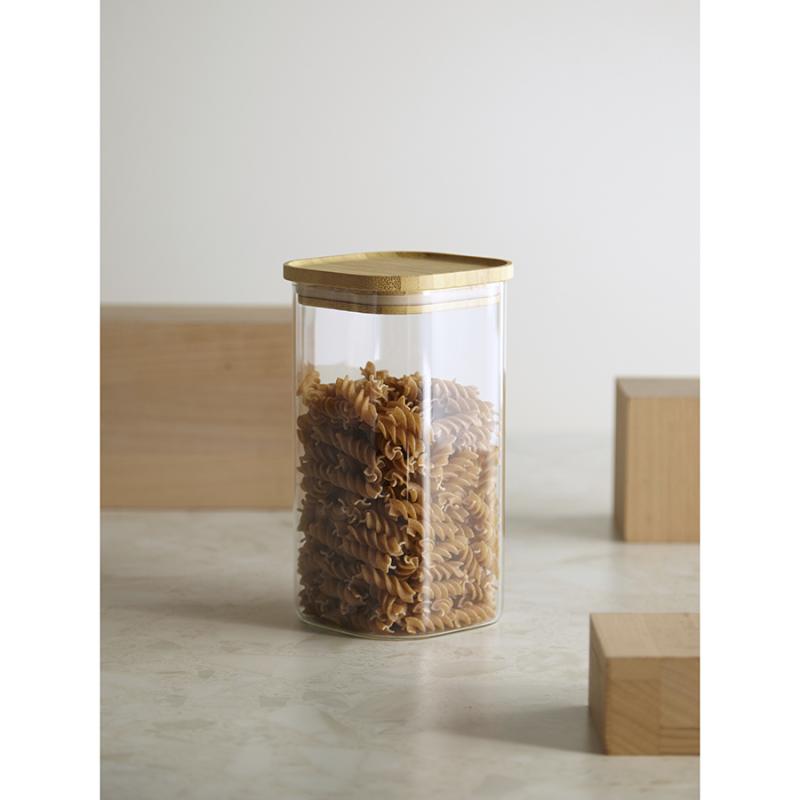 Банка для хранения квадратная glass bamboo, 1,4 л