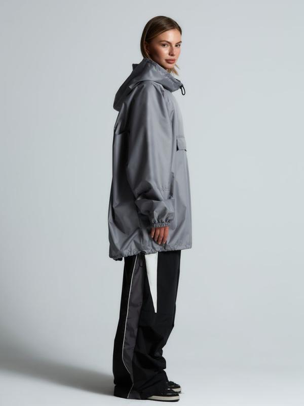 Дождевик-анорак Hard Work, укороченный, серый
