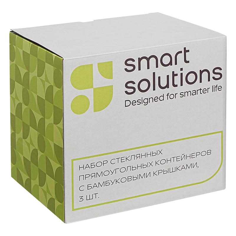 Набор контейнеров для запекания и хранения прямоных eco store с крышками из бамбука, 3 шт.