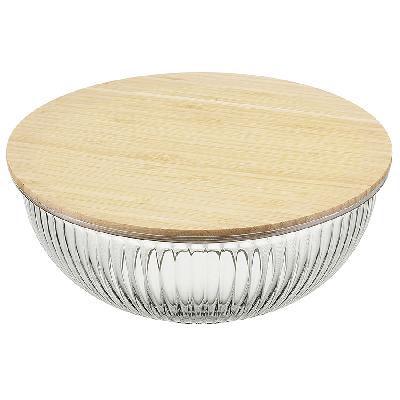 Чаша стеклянная с бамбуковой крышкой harmy, 3,5 л