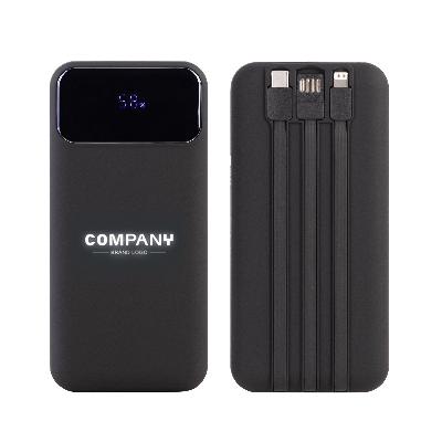 Зарядное (22.5W) устройство "Top Grade SOFTTOUCH" 20000 mAh с подсветкой логотипа, встроенными кабелями и цифровым индикатором заряда