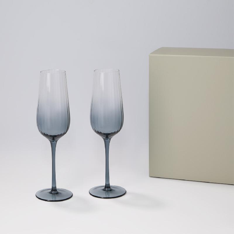 Подарочный набор 2 бокала для шампанского Mancera в серой коробке