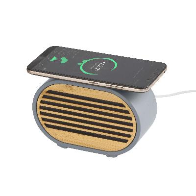 Bluetooth-колонка "Stonehenge" 5Вт с беспроводным зарядным устройством, камень/бамбук